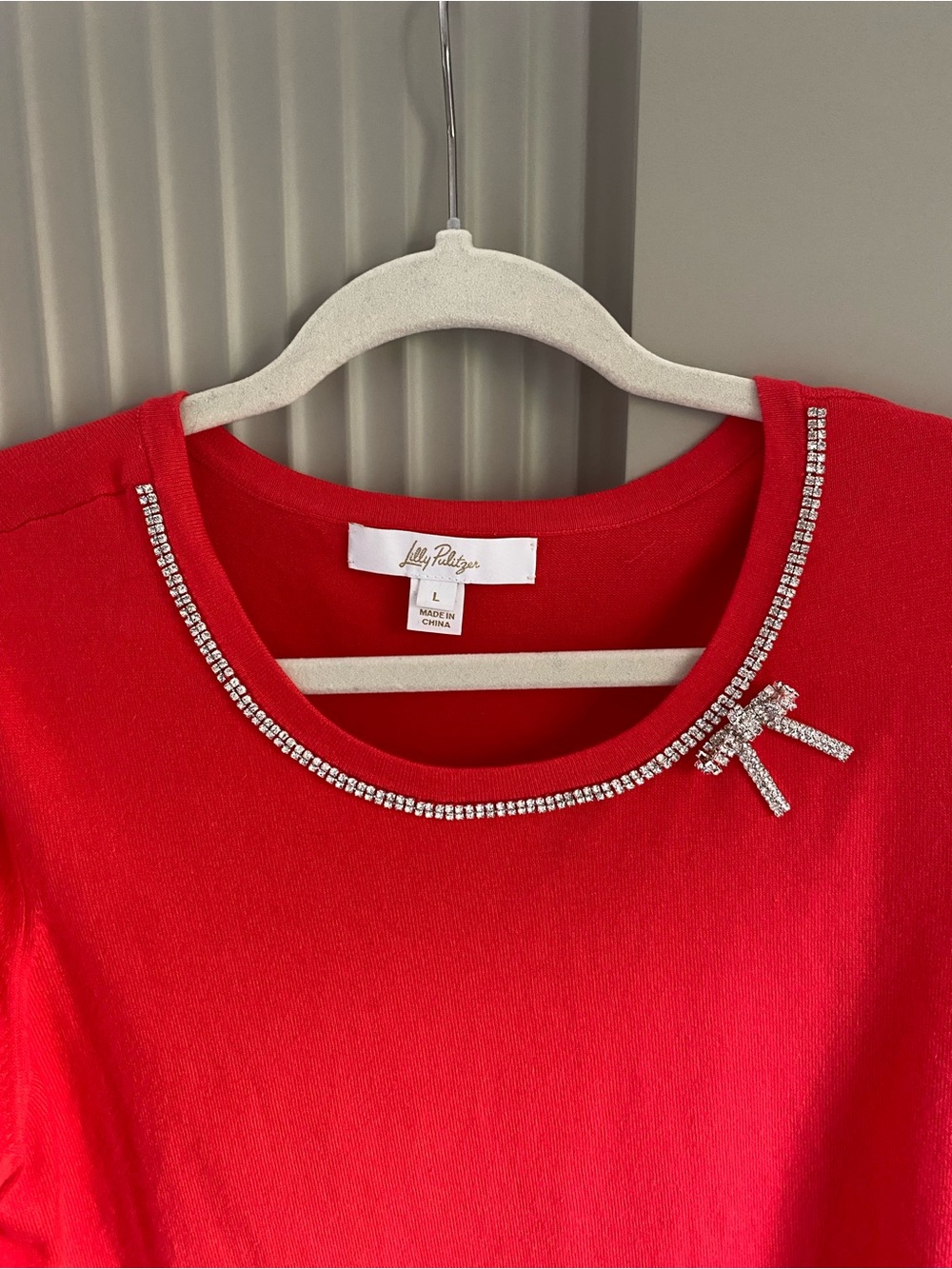 Lilly Pulitzer Red Morgen Bow Sweater L - Picture 3 of 5